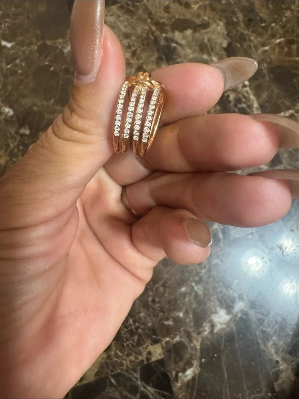 Swarovski Elegant Rose Gold-Tone Crystal Knot Statement Ring